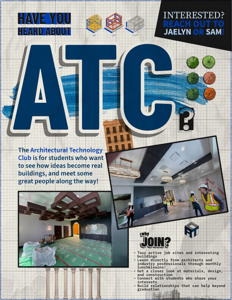 ATC recruitment graphic introducing the club and opportunities for students