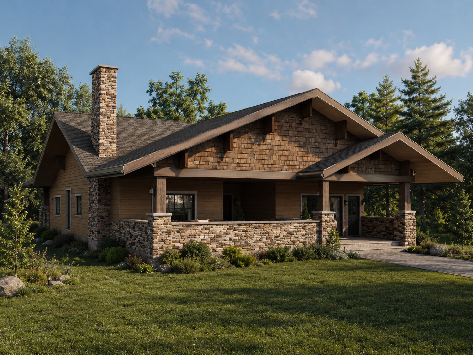 AI-assisted exterior visualization of Groundline Residence