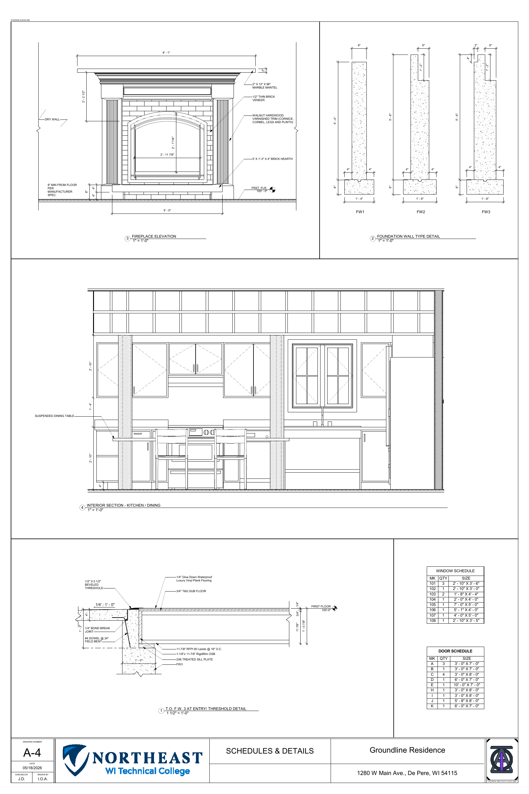 Groundline Residence academic schedules and details sheet