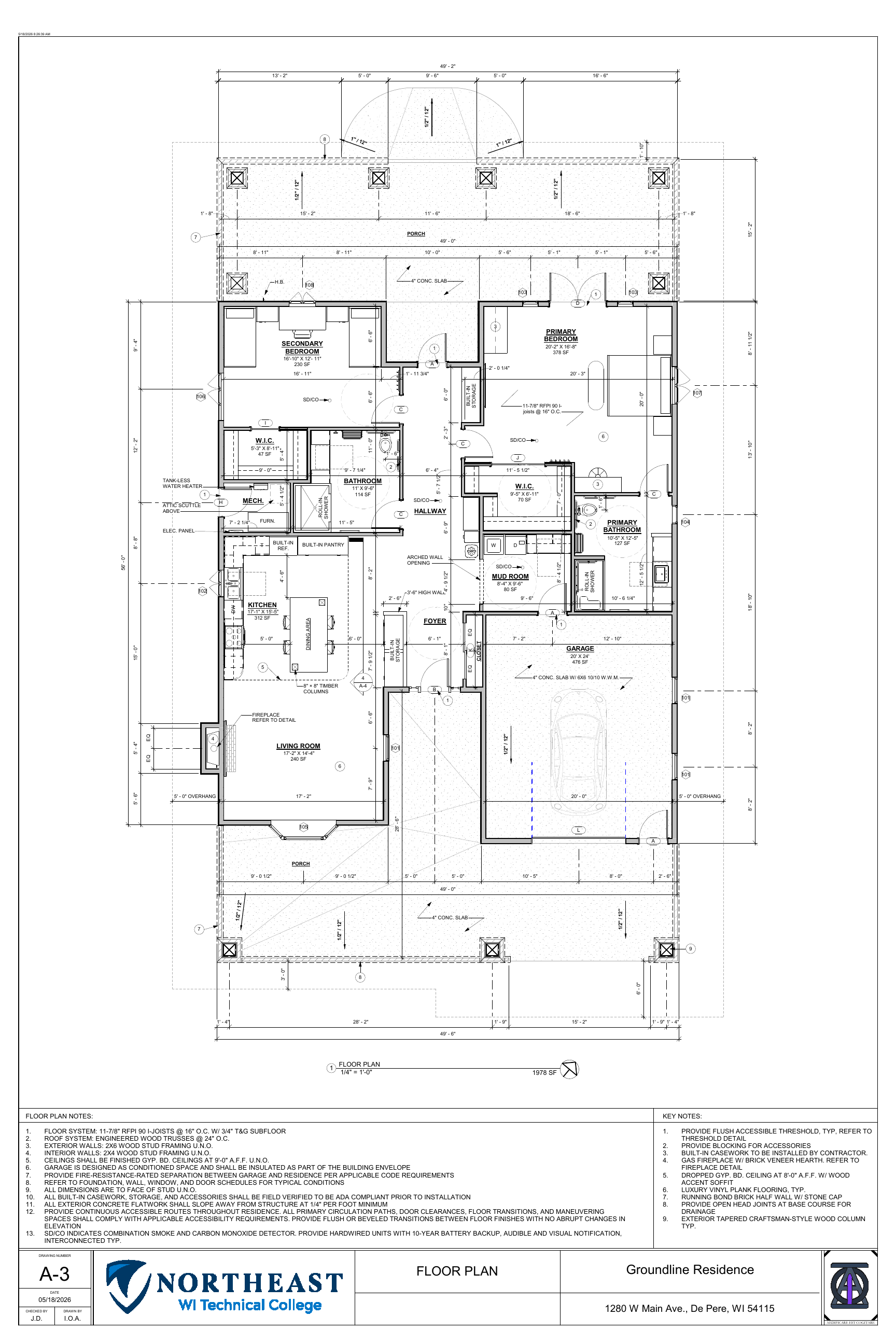 Groundline Residence academic floor plan sheet