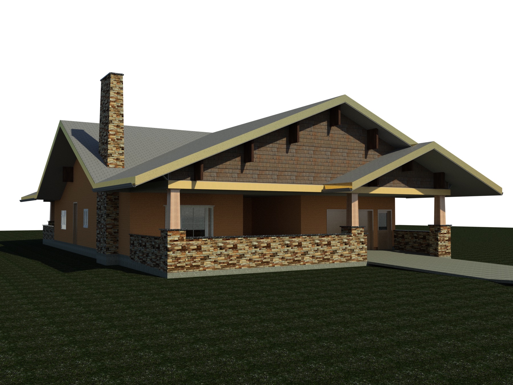 Original rendered exterior of Groundline Residence