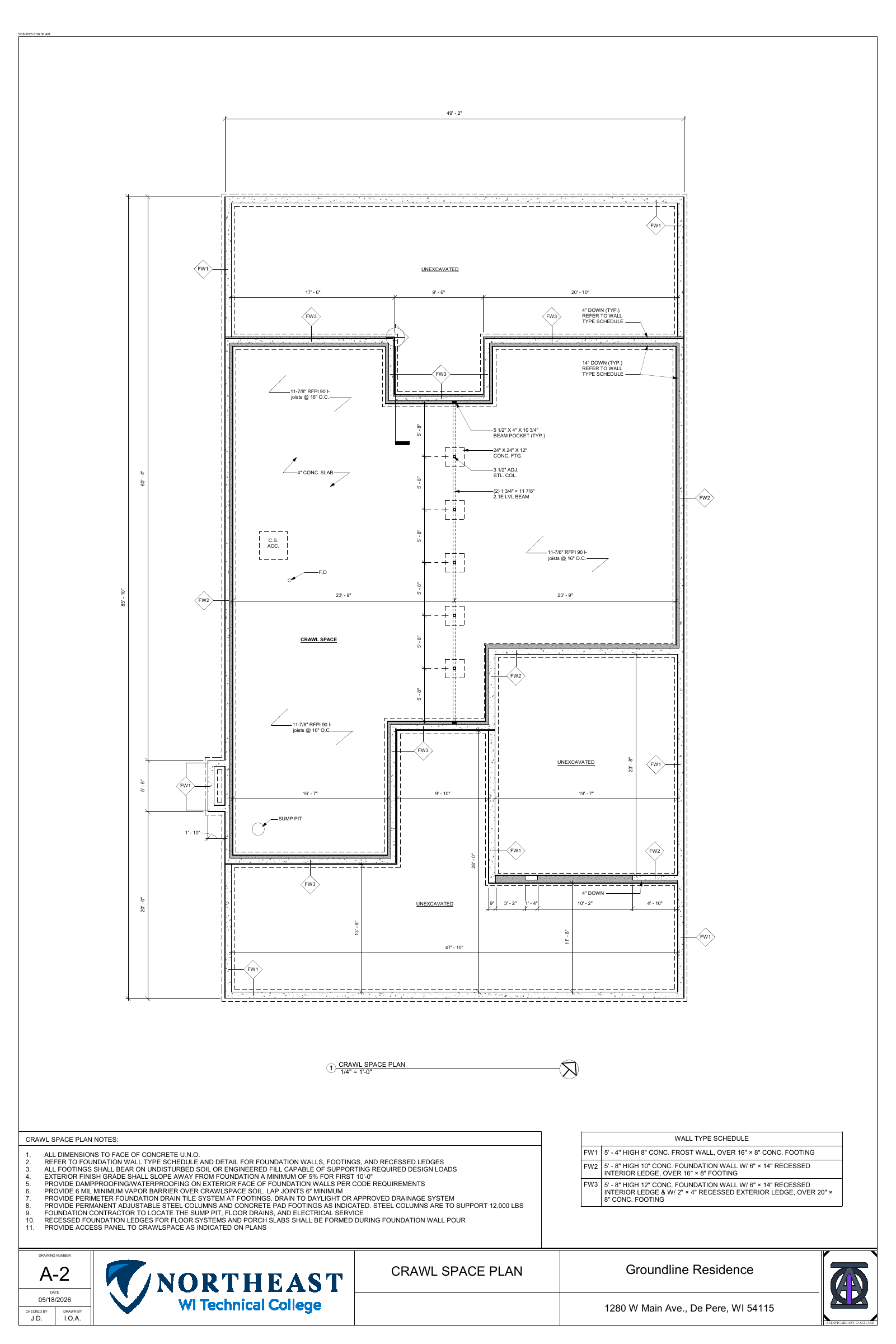 Groundline Residence drawing sheet 2 of 5