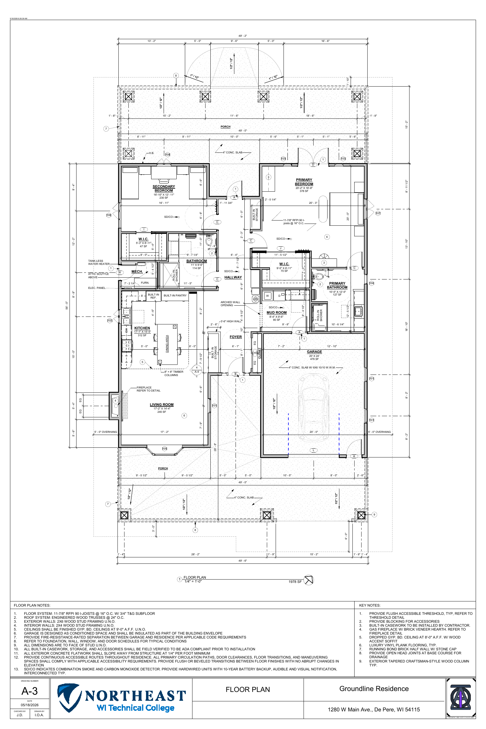Groundline Residence drawing sheet 3 of 5