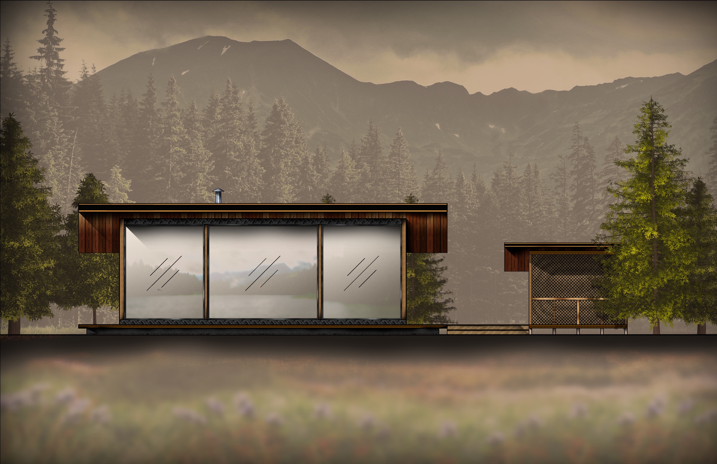 Lakeside exterior visualization of The Slate